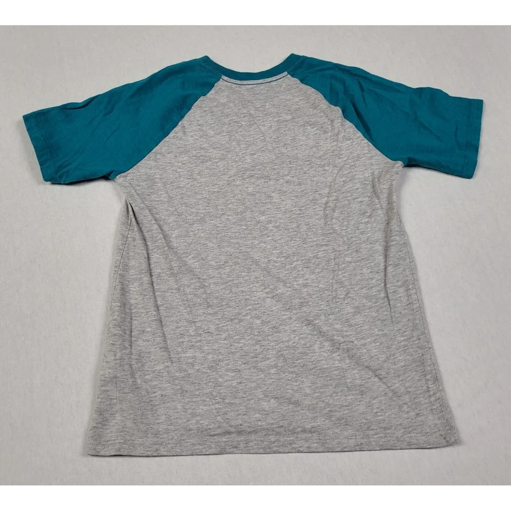 Wonder Nation Boys Gray and Teal Short-Sleeve Raglan T-Shirt Size M (8)